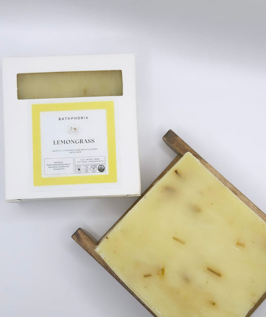 Handcrafted Lemongrass Bar Soap with natural botanicals for a refreshing spring wash.